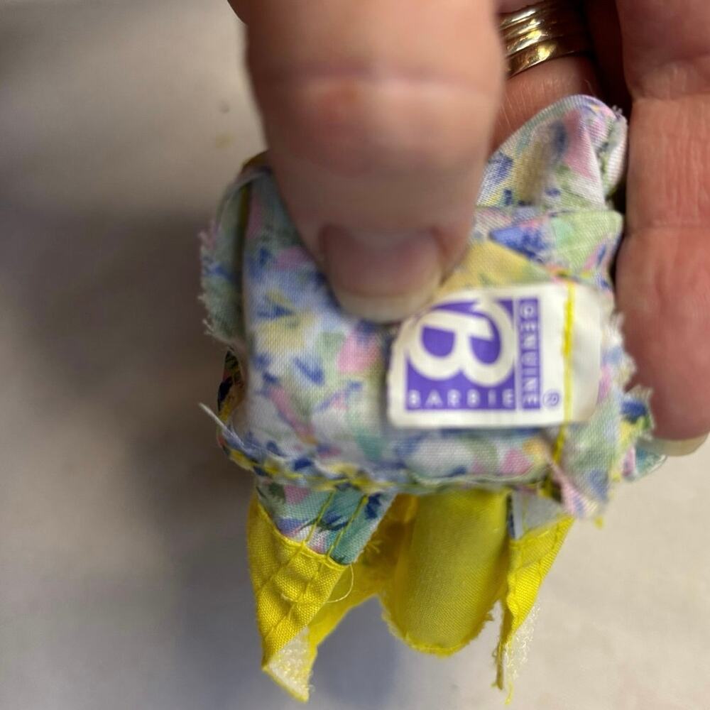 Vintage Barbie Floral Sun Dress with Yellow Top – 1960s/70s Style Doll Clothes - Picture 3 of 3